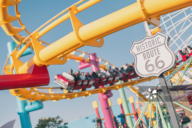 美国洛杉矶66号公路终点圣莫妮卡过山车图片素材