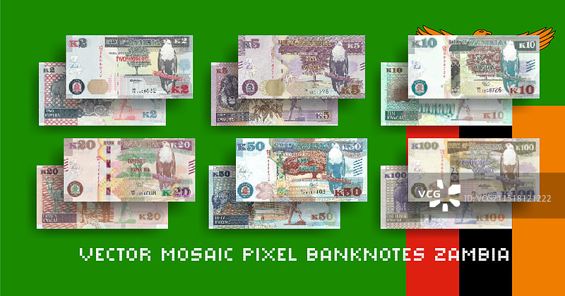 赞比亚像素马赛克纸币素材图片素材
