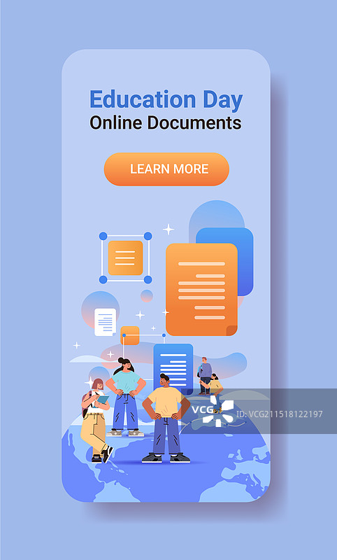 多种族学生在线发送文件图片素材