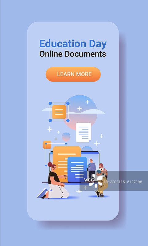 多种族学生在线发送文件图片素材