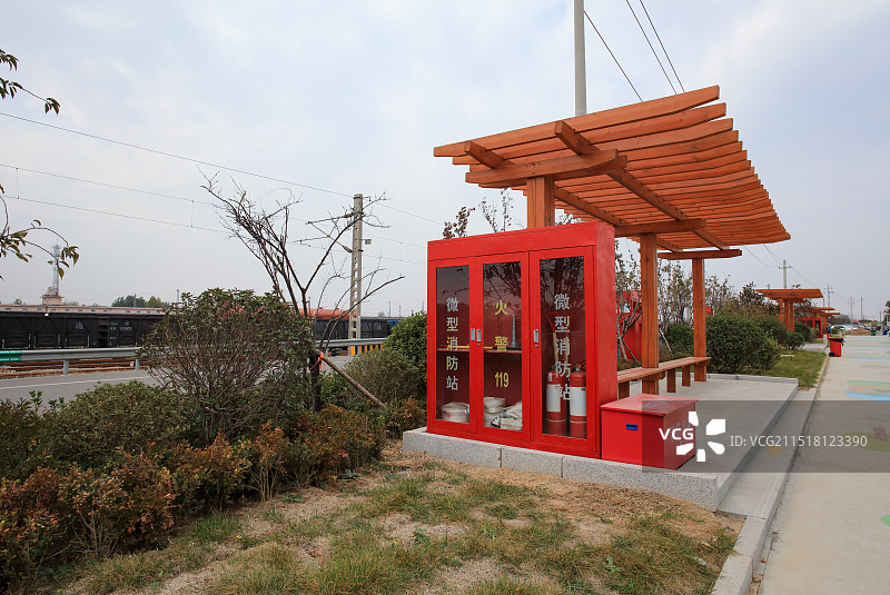 山东济南槐荫区机车公园微型消防站图片素材