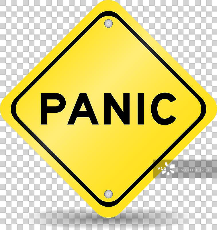带有“panic”字样的黄色交通标志图片素材