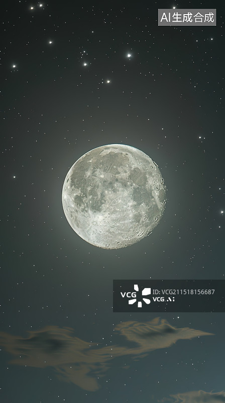 【AI数字艺术】月亮 天空 满月图片素材