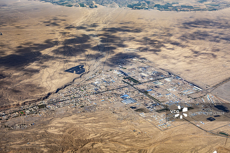 玉门老城区全景航拍图片素材
