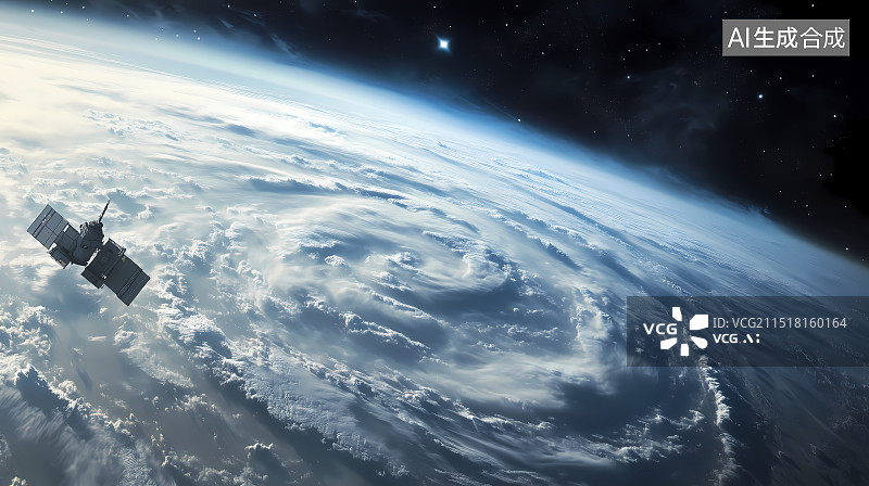 【AI数字艺术】外太空视角的台风图片素材