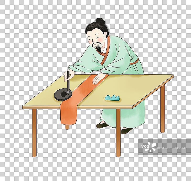 写对联的老夫子元素图片素材