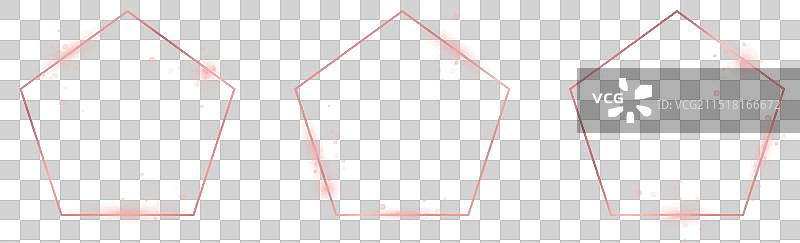 玫瑰金发光五边形框架图片素材