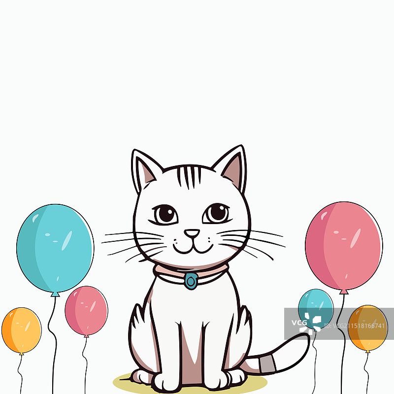 猫咪日留白banner，一只可爱的白色蓬松小猫图片素材