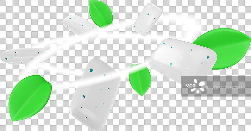 口香糖和薄荷叶漩涡banner图片素材