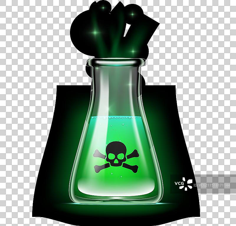 绿色透明毒药玻璃瓶3D模型图片素材