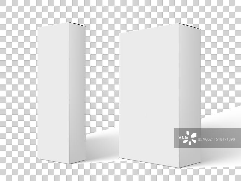 3D白色盒子包装模型，白色背景图片素材