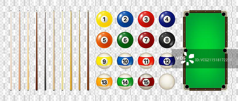 带数字的台球和球杆图片素材