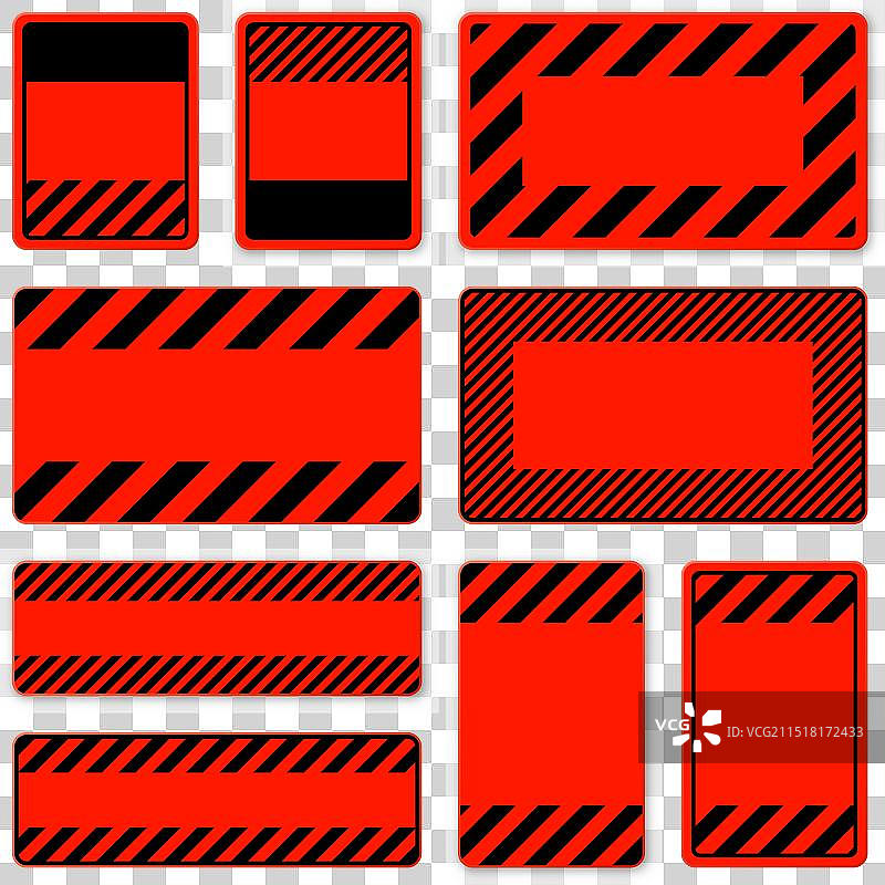 带有对角线的各种红色空白警告标志图片素材