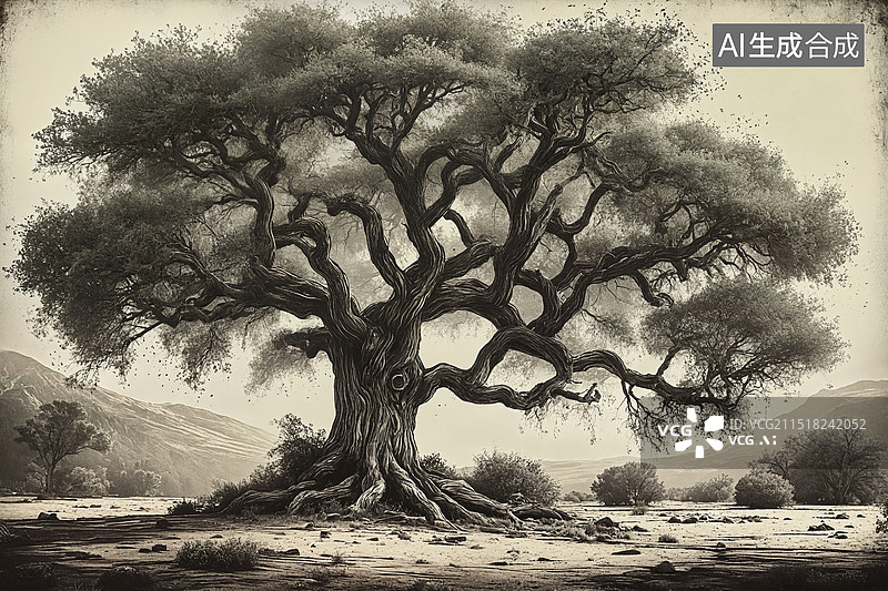 【AI数字艺术】古老橡树图片素材