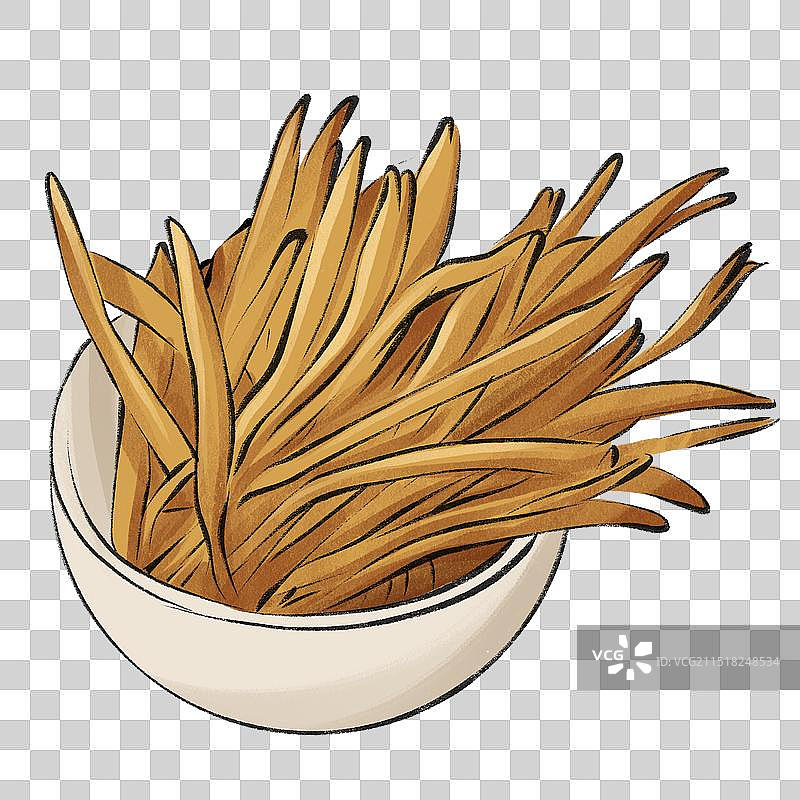 中药药材一黄花菜手绘插图元素图片素材