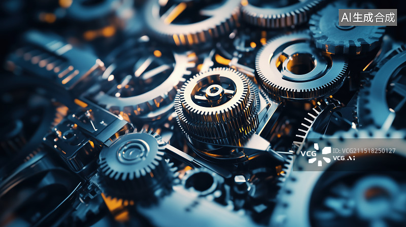 【AI数字艺术】精密齿轮结构图片素材