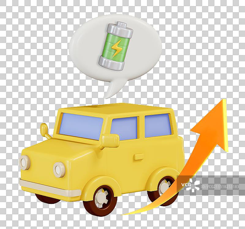 新能源汽车电池续航提升3D卡通插画元素图片素材