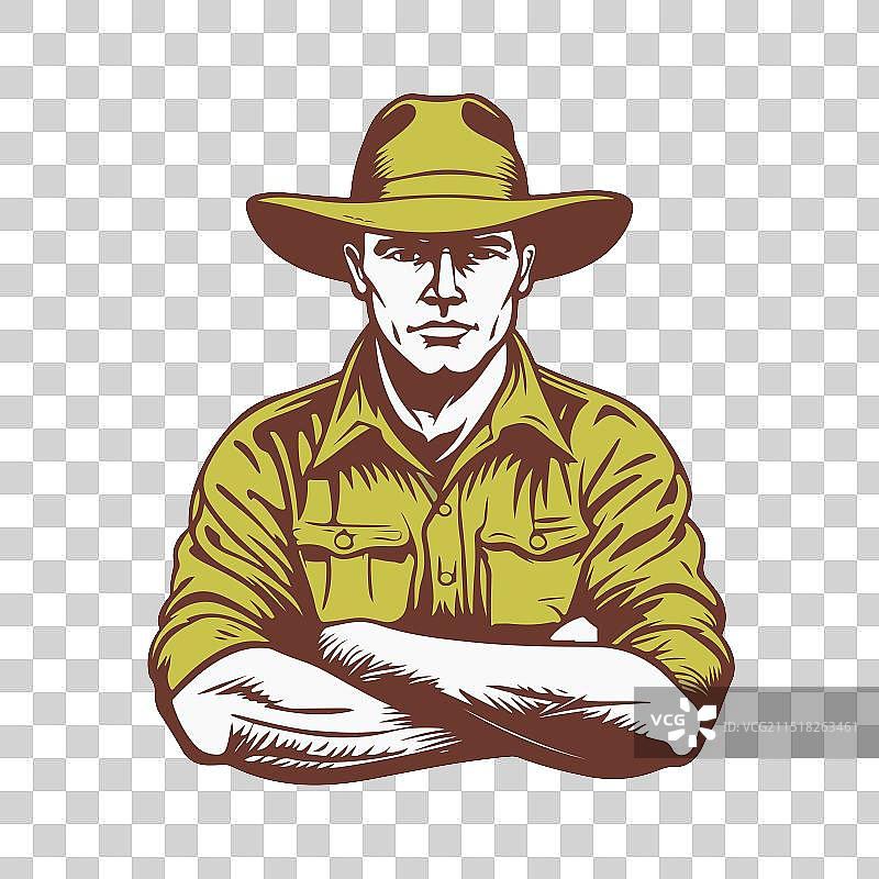 矢量手绘卡通牛仔免抠头像图片素材