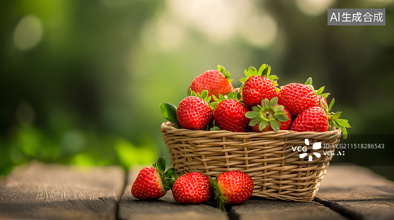 【AI数字艺术】篮子里的草莓特写镜头图片素材