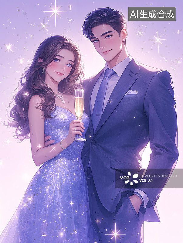 【AI数字艺术】二次元小说封面背景一对相恋的爱人图片素材