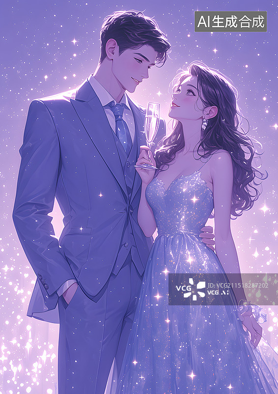 【AI数字艺术】二次元小说封面背景一对相恋的爱人图片素材