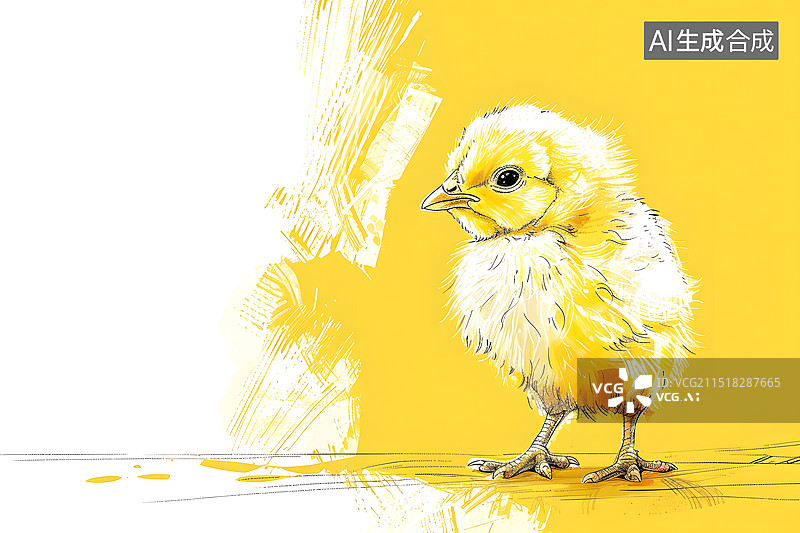 【AI数字艺术】水彩插画风格一只可爱的小鸡仔图片素材