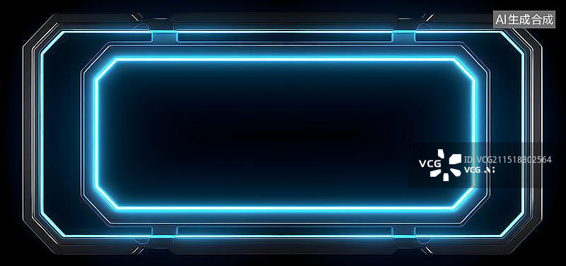 【AI数字艺术】数码科幻金属霓虹灯框架图形海报网页PPT背景图片素材