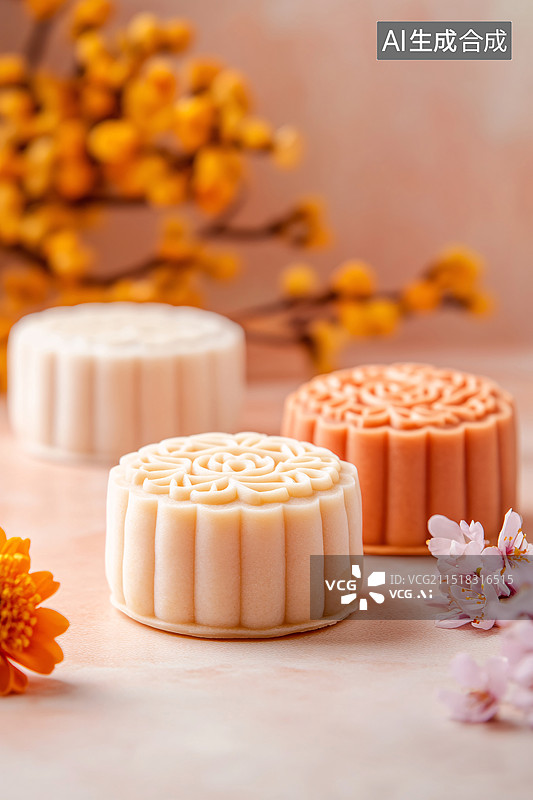 【AI数字艺术】中秋节月饼传统节日美食文化食物特写背景图片素材