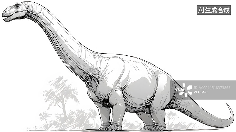 【AI数字艺术】腕龙线稿草图图片素材