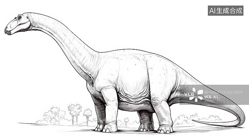 【AI数字艺术】腕龙线稿草图图片素材