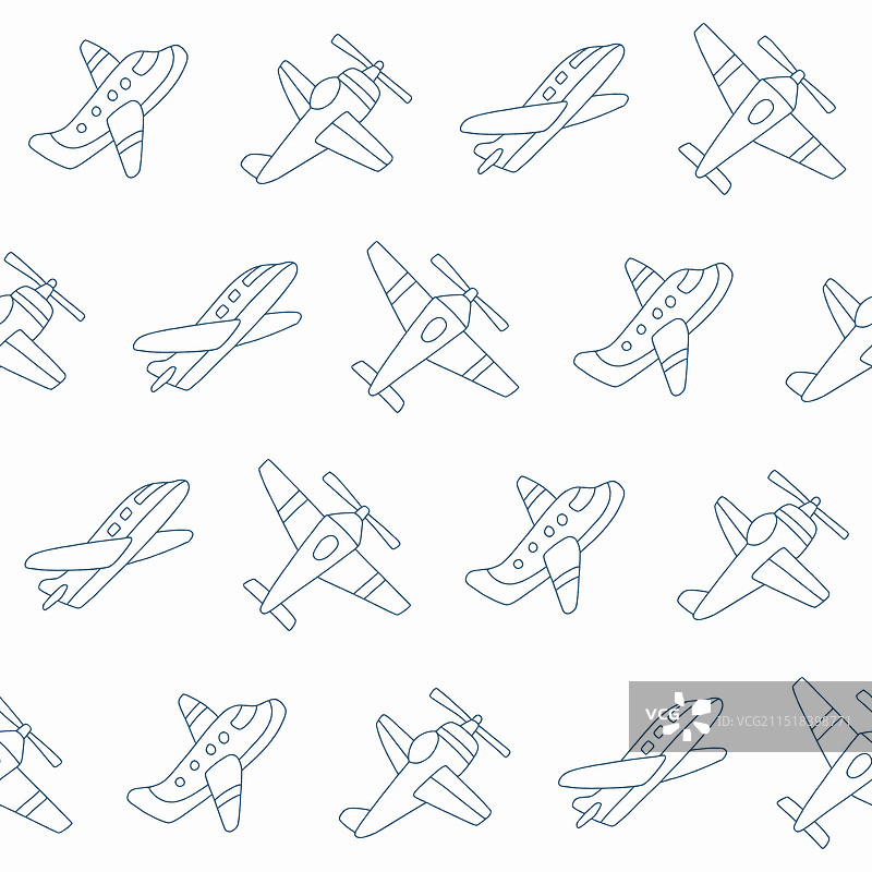 飞机无缝图案轮廓合集图片素材