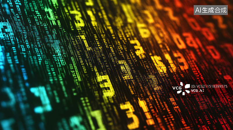 【AI数字艺术】互联网大数据数字矩阵信息流抽象概念背景图片素材