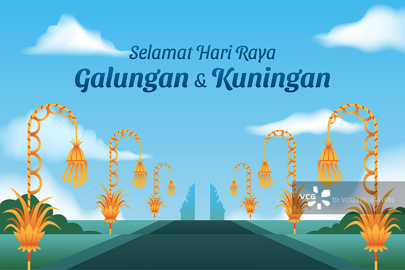 巴厘岛上的长椰子叶装饰图片素材