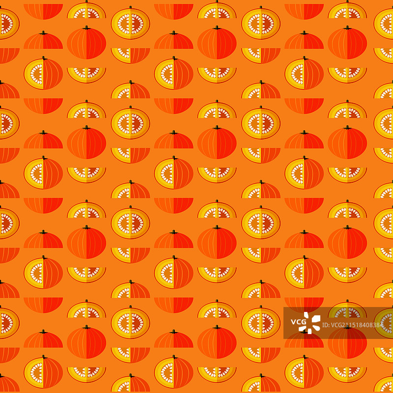 橙色金凤花南瓜扁平风无缝图案图片素材