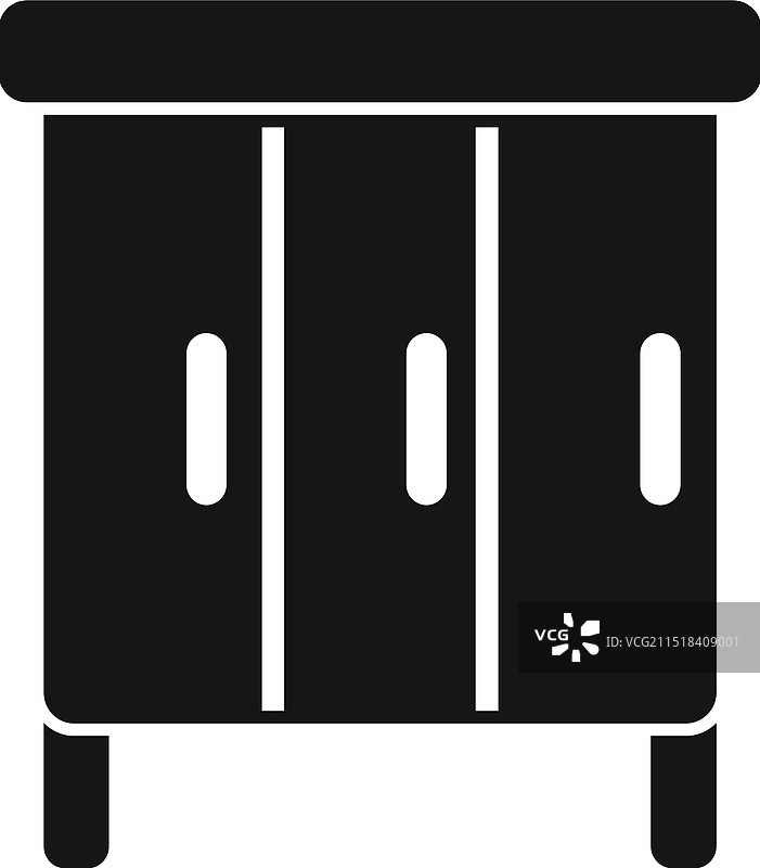 立在地面上的三门黑色木制柜图片素材