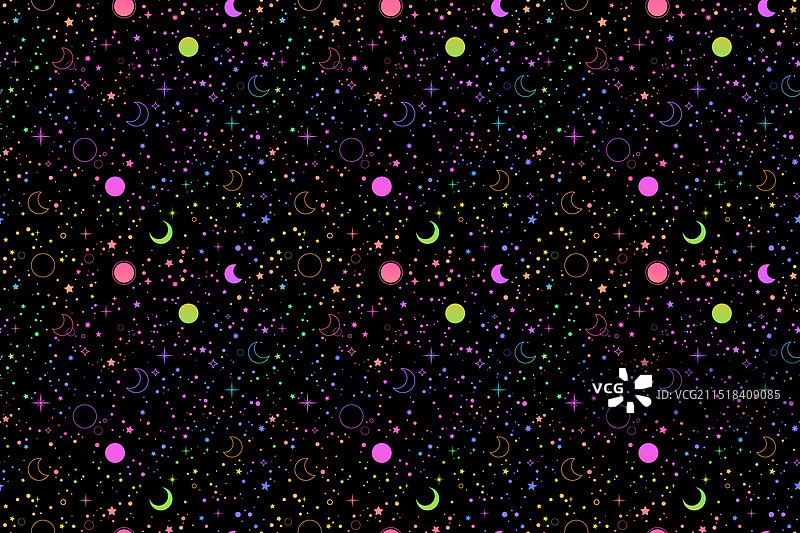 带月亮和星星的彩虹图案图片素材