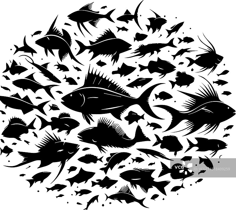 鱼剪影黑色图片素材