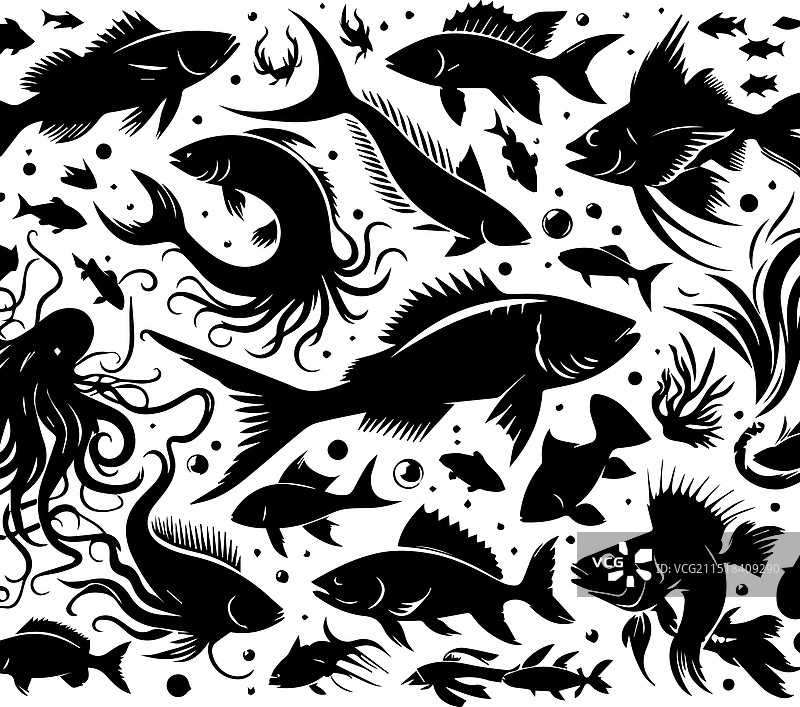 鱼剪影黑色图片素材