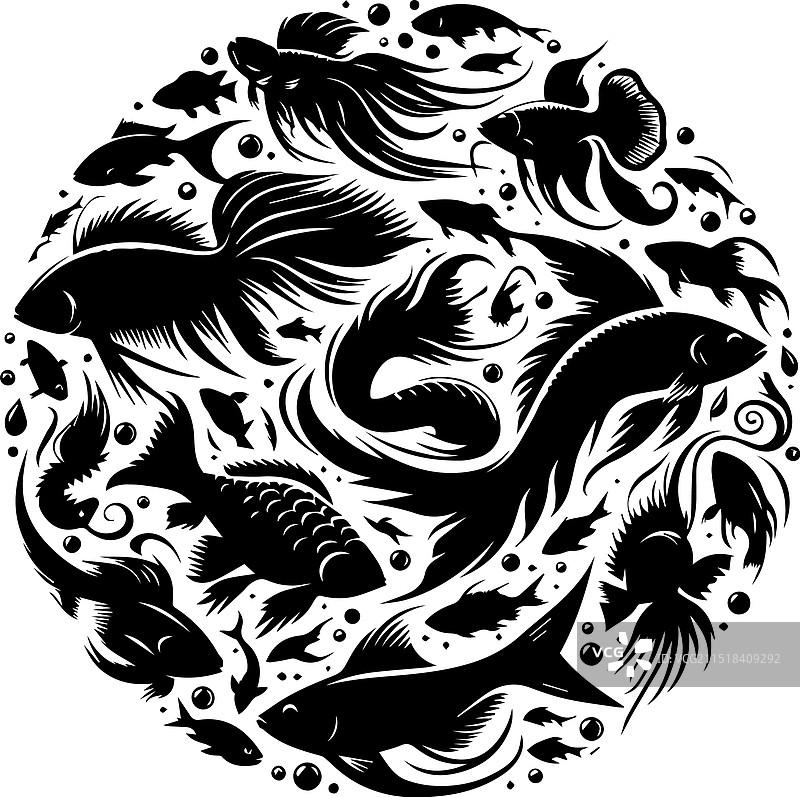 鱼剪影黑色图片素材