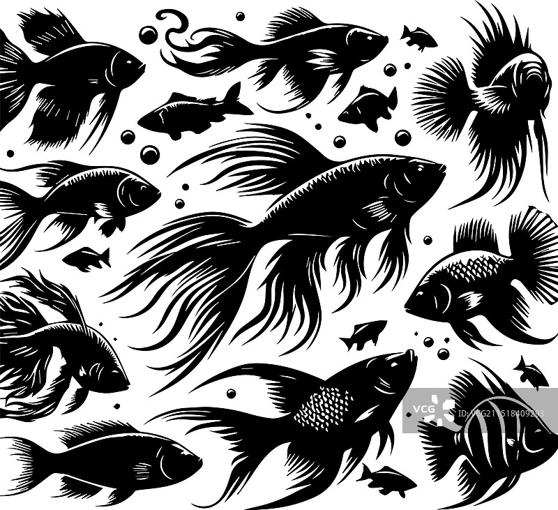 鱼剪影黑色图片素材