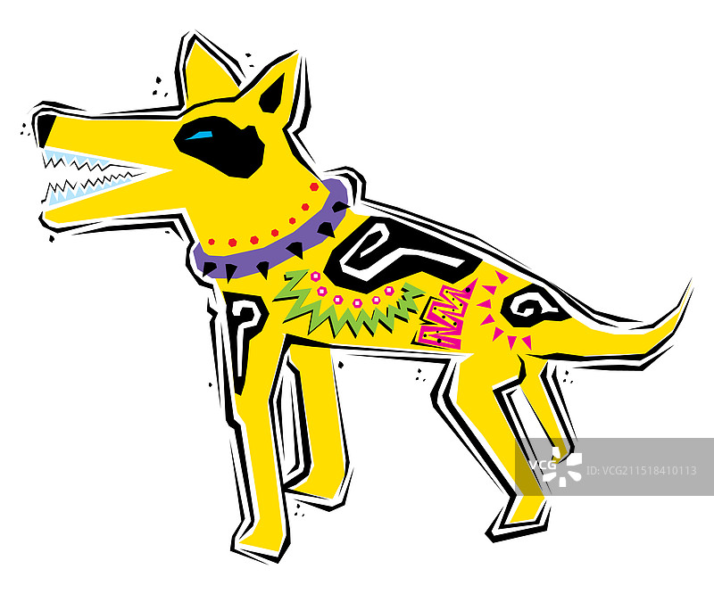 抽象黄色小狗彩色设计图片素材