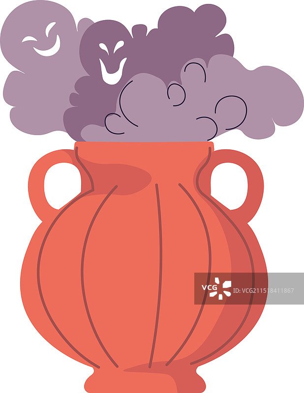 带有幽灵面孔的恐怖罐子图片素材