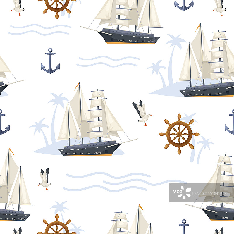 航海主题帆船图案图片素材