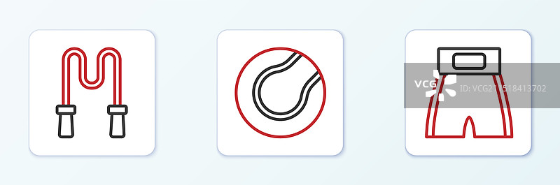 拳击短裤跳绳和网球组合图片素材