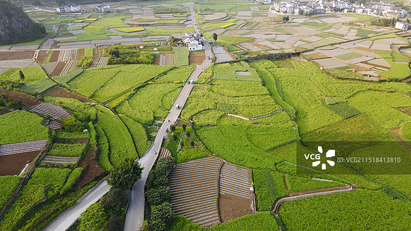 航拍乡村田园风光图片素材