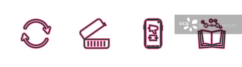 手机上的扩音器与午餐盒图标图片素材