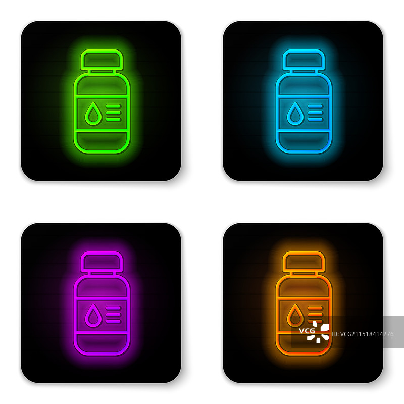 发光的霓虹灯线条打印机墨水瓶图标图片素材