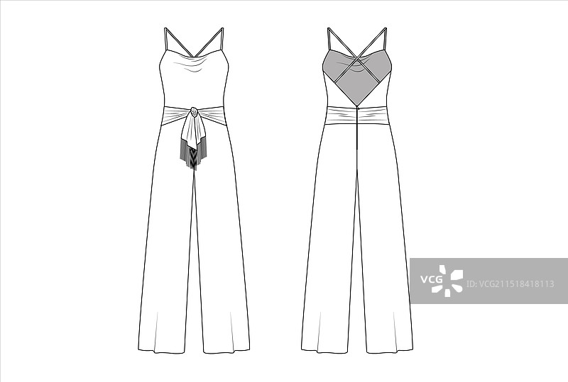 女式肩带连身裤草图图片素材