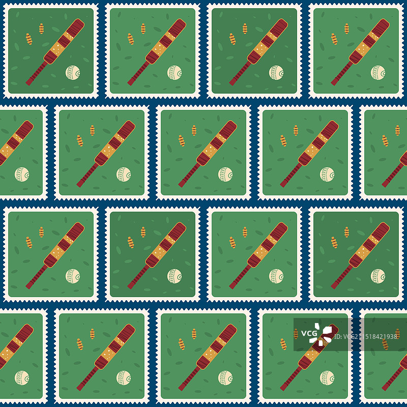 板球拼布无缝图案（含便当盒和球棒）图片素材