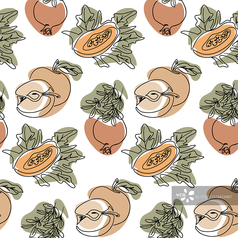 热带轮廓水果无缝图案图片素材